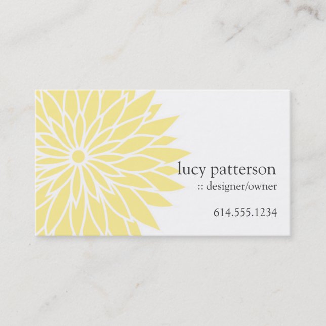 Yellow Flower Power Chic Stylish Business Cards (Front)