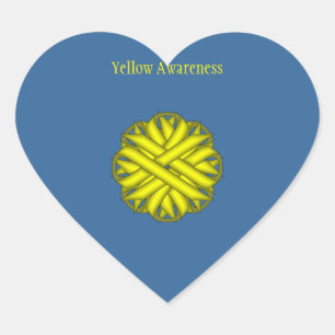 Yellow Flower Ribbon by Kenneth Yoncich Heart Sticker
