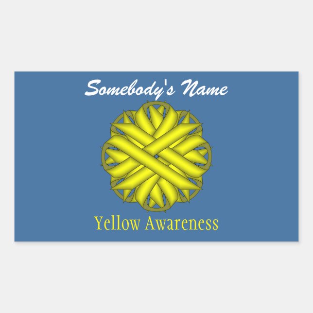 Yellow Flower Ribbon by Kenneth Yoncich Rectangular Sticker (Front)