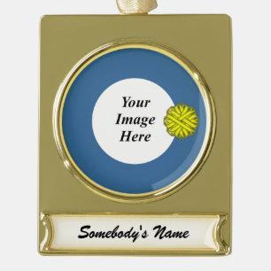 Yellow Flower Ribbon Template by Kenneth Yoncich Gold Plated Banner Ornament