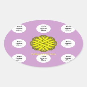Yellow Flower Ribbon Template by Kenneth Yoncich Oval Sticker