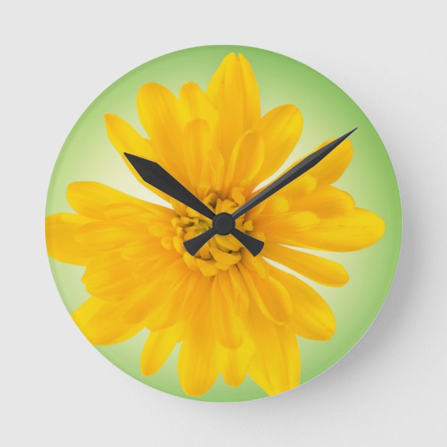 Yellow flower round clock (Front)