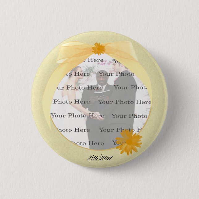Yellow Flower Round Photo Button (Front)