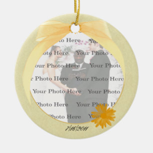 Yellow Flower Round Photo Ornament