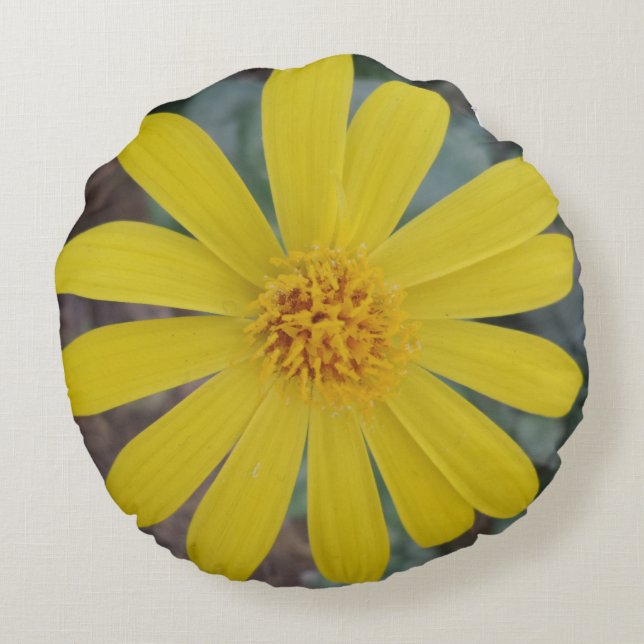 Yellow Flower Round Pillow (Back)
