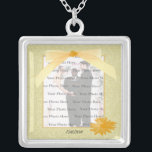 Yellow Flower Silver Square Photo Necklace<br><div class="desc">Personalise this pretty necklace to have as wedding favours at your wedding reception or to have one yourself as a remembrance of your special day. This necklace is also the perfect gift for the bride at her bridal shower. Personalise by adding your photo, and changing the text in the fields...</div>