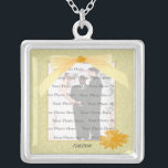 Yellow Flower Silver Square Photo Necklace<br><div class="desc">Personalise this pretty necklace to have as wedding favours at your wedding reception or to have one yourself as a remembrance of your special day. This necklace is also the perfect gift for the bride at her bridal shower. Personalise by adding your photo, and changing the text in the fields...</div>