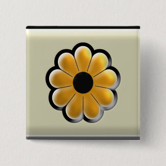 Yellow Flower Square Button – Modern Floral Design