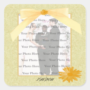 Yellow Flower Square Photo Stickers