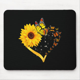 Yellow Flower Summer Floral Sunflower Heart Love Mouse Mat