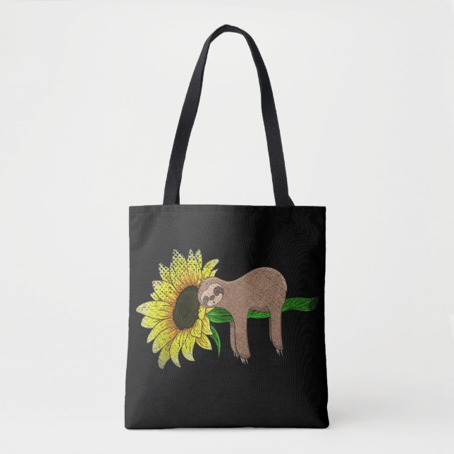 Yellow Flower Sunflower Sleepy Animal Lover Wildli Tote Bag (Front)