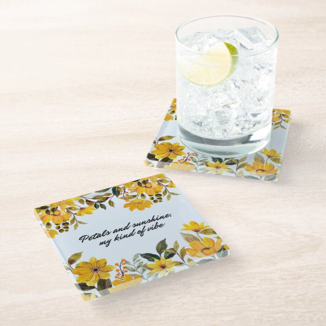 Yellow Flower & Sunshine Coaster (Angled)