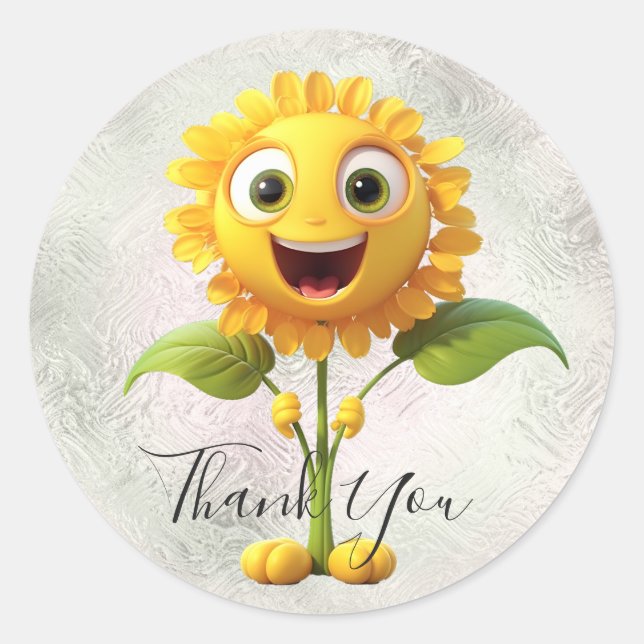 Yellow Flower Thank You Sticker (Front)