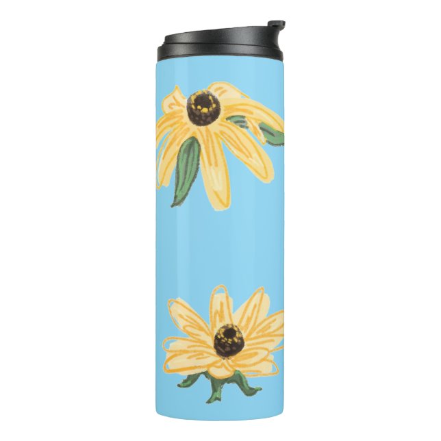 Yellow flower travel thermal mug (Rotated Left)