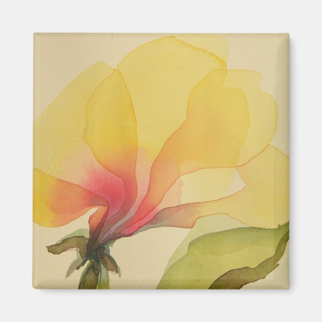 Yellow Flower, Watercolor, Magnet (Front)
