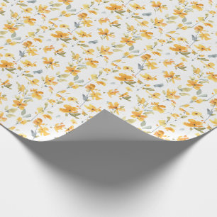 Yellow Flower Watercolor Pattern Wrapping Paper