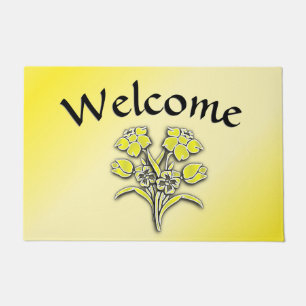 Yellow Flower Welcome Doormat