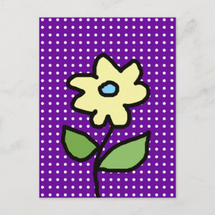 yellow flower . white dots postcard