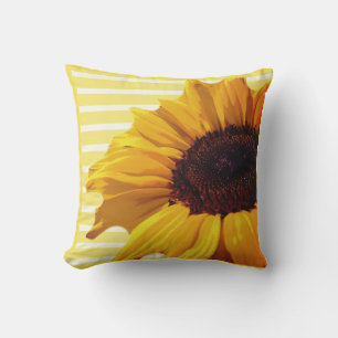 Yellow Flower with Striped Background Cushion