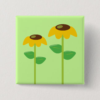 Yellow Flowers 15 Cm Square Badge