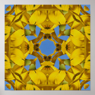 Yellow Flowers Abstract Nature Art Poster