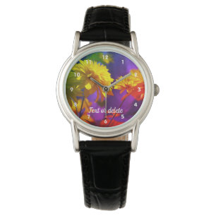 Yellow Flowers Abstract Personalised  Watch
