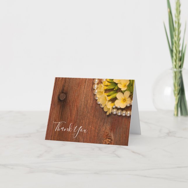 Yellow Flowers and Barn Wood Country Thank You (Front)