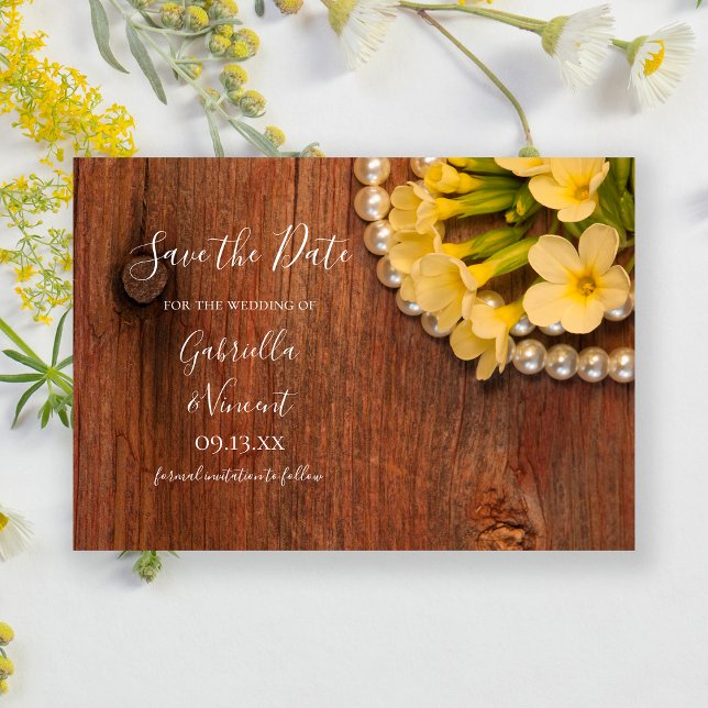 Yellow Flowers and Barn Wood Wedding Save the Date (Creator Uploaded)