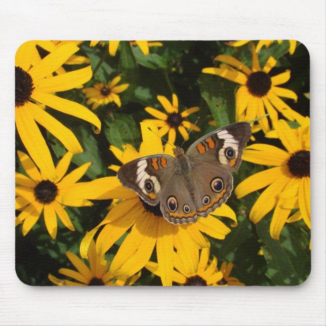 Yellow Flowers and Butterfly Mouse Mat (Front)