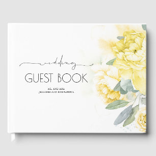 Yellow Flowers and Greenery Wedding Guest Book