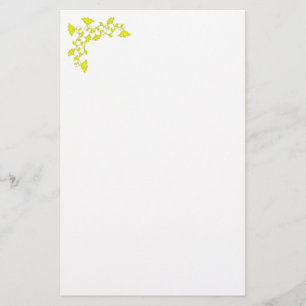 Yellow Flowers And Swirls Stationery