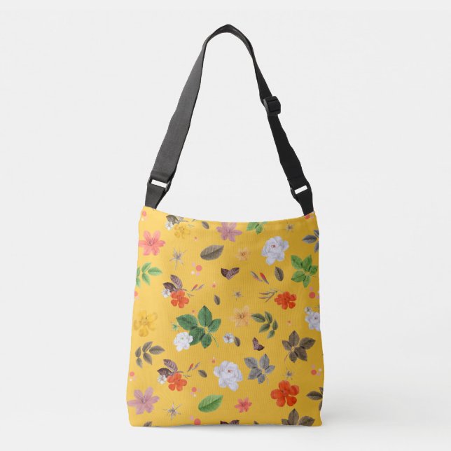 Yellow Flowers and White Roses 10 Crossbody Bag (Front)