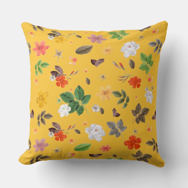 Yellow Flowers and White Roses 10 Cushion (Front)