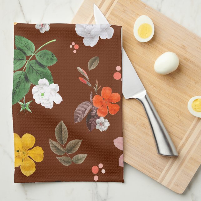 Yellow Flowers and White Roses 12 Tea Towel (Quarter Fold)