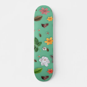 Yellow Flowers and White Roses 14 Skateboard