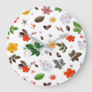 Yellow Flowers and White Roses 15 Large Clock