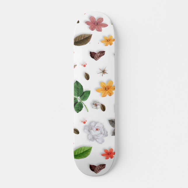 Yellow Flowers and White Roses 15 Skateboard (Front)
