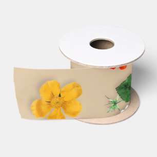 Yellow Flowers and White Roses 17 Satin Ribbon