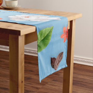 Yellow Flowers and White Roses 18 Short Table Runner