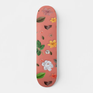 Yellow Flowers and White Roses 19 Skateboard