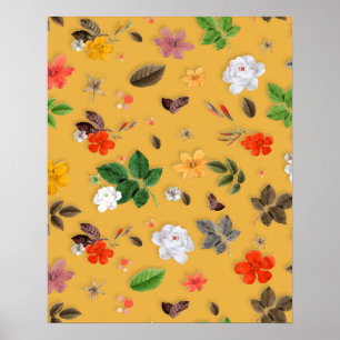 Yellow Flowers and White Roses 20 Poster