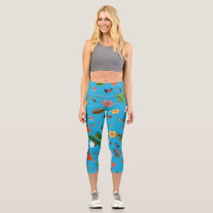 Yellow Flowers and White Roses 24 Capri Leggings