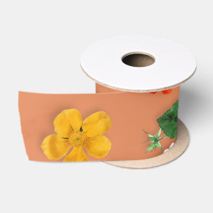 Yellow Flowers and White Roses 25 Satin Ribbon