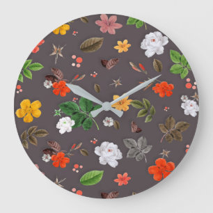 Yellow Flowers and White Roses 26 Large Clock