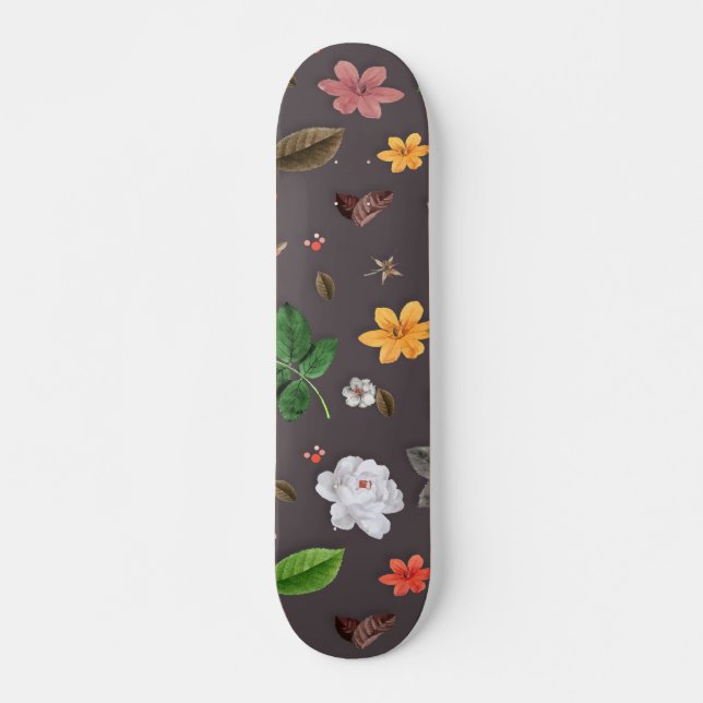 Yellow Flowers and White Roses 26 Skateboard (Front)