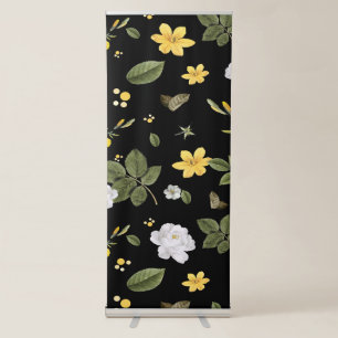 Yellow Flowers and White Roses 2 Retractable Banner