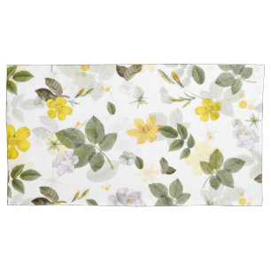 Yellow Flowers and White Roses 3 Pillowcase