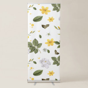 Yellow Flowers and White Roses 3 Retractable Banner