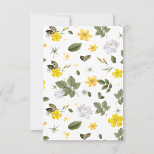 Yellow Flowers and White Roses 3 Thank You Card