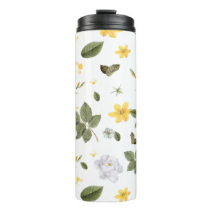 Yellow Flowers and White Roses 3 Thermal Tumbler